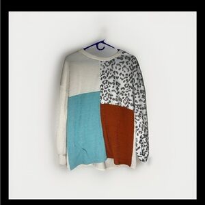 Colorblock Leopard Print Sweater